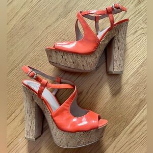 Vince Camuto Coral and Cork Platform Heels